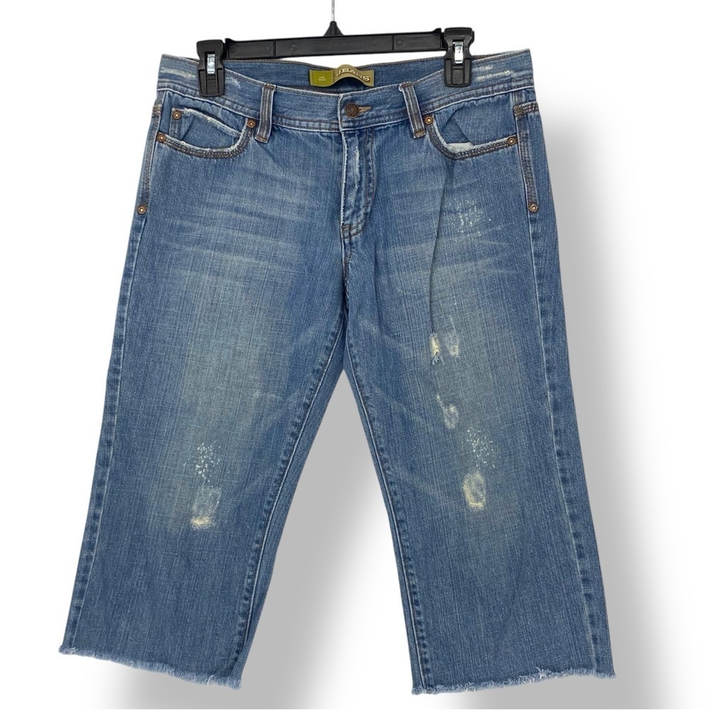 Old Navy Y2K Distressed Blue Denim Jean Cropped Pants Women's size 8